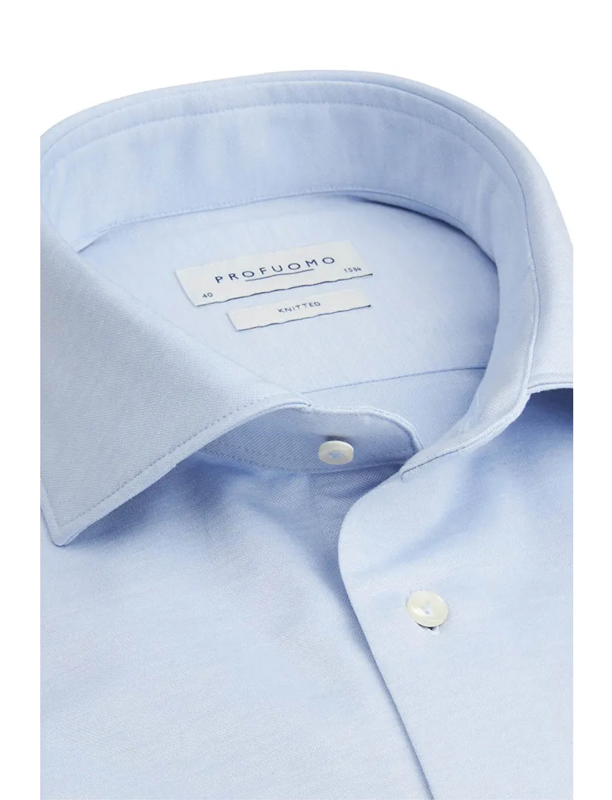 Profuomo overhemd lichtblauw knitted