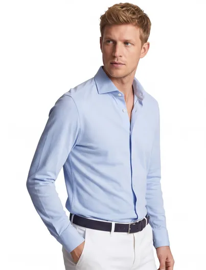 Profuomo Profuomo overhemd lichtblauw knitted