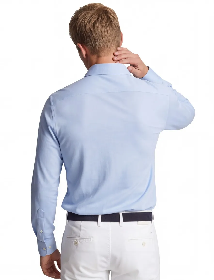 Profuomo Slim Fit overhemd lichtblauw knitted katoen