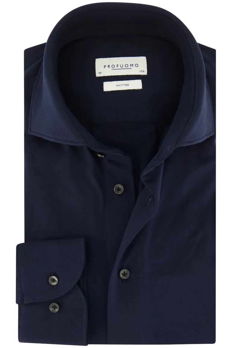 business overhemd Profuomo donkerblauw effen katoen slim fit