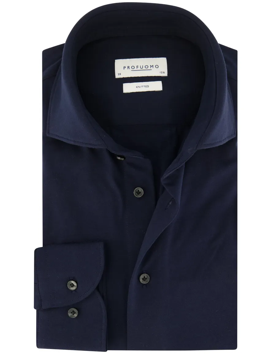 business overhemd Profuomo donkerblauw effen katoen slim fit