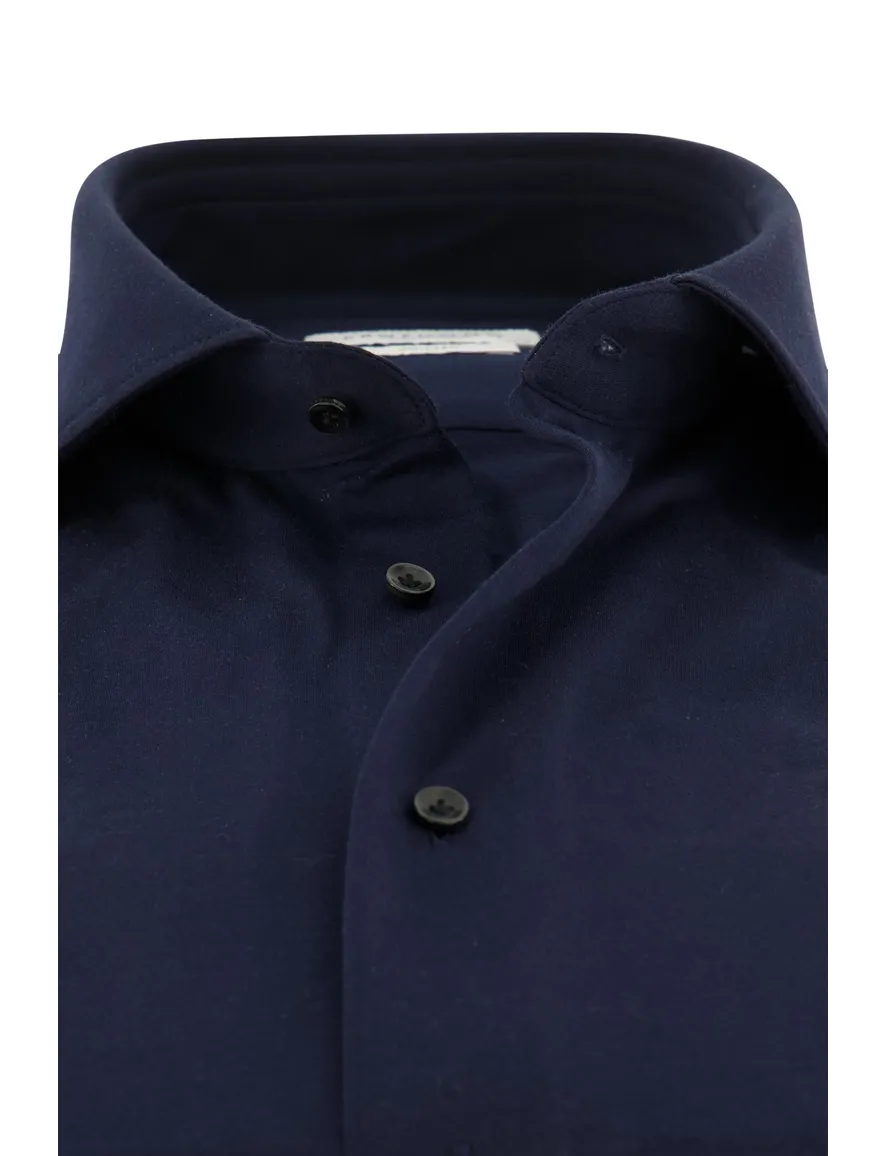 business overhemd Profuomo donkerblauw effen katoen slim fit