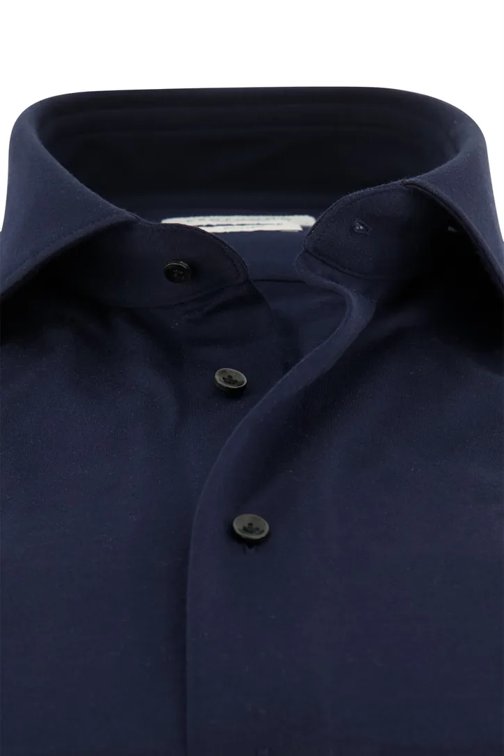 Profuomo overhemd donkerblauw effen knitted slim fit