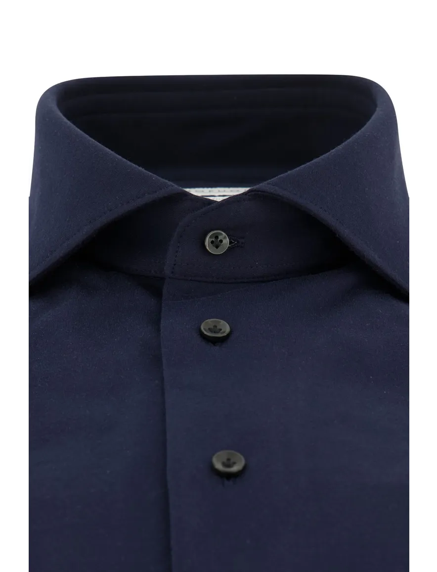 business overhemd Profuomo donkerblauw effen katoen slim fit