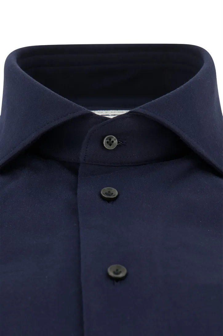 Profuomo overhemd donkerblauw effen knitted slim fit