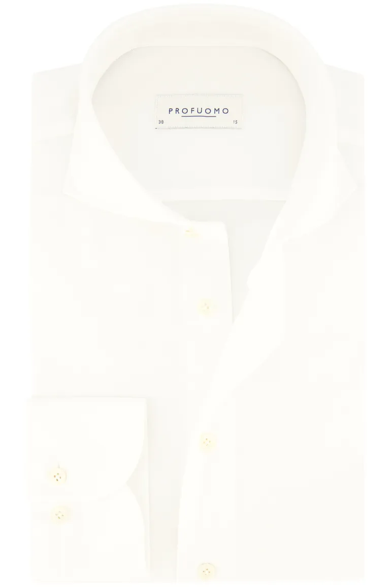business overhemd Profuomo wit effen katoen slim fit