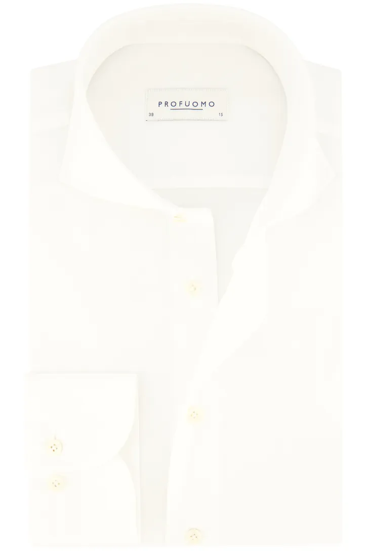 Profuomo overhemd wit effen katoen slim fit