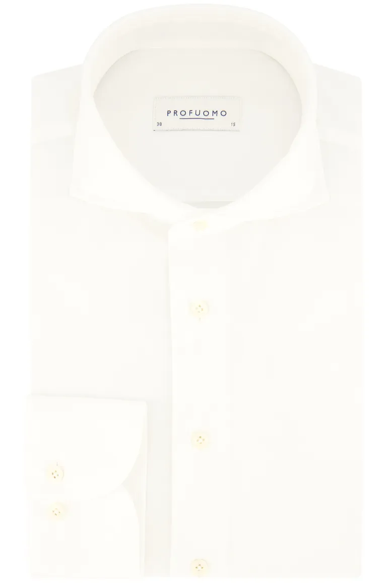 Profuomo katoenen overhemd slim fit wit effen
