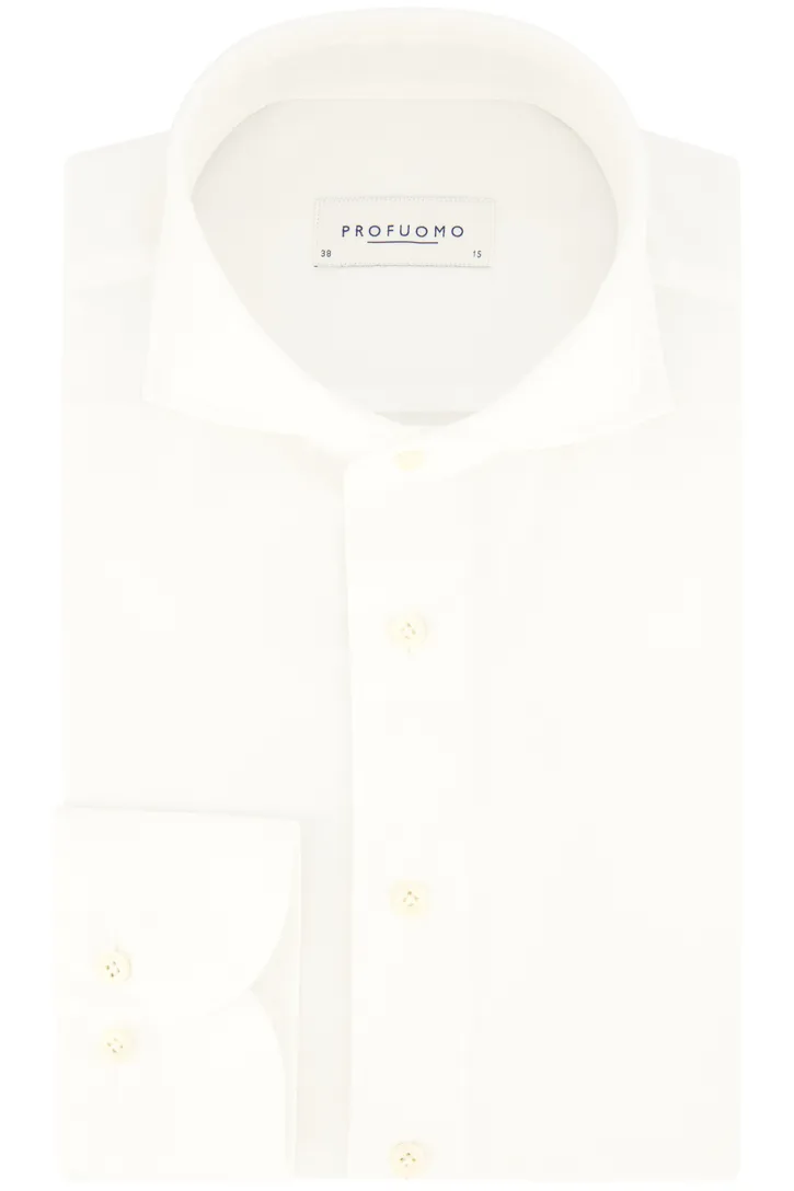 Profuomo overhemd wit effen katoen slim fit