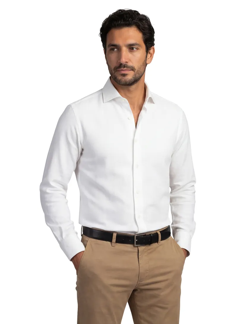 Profuomo overhemd wit effen katoen slim fit
