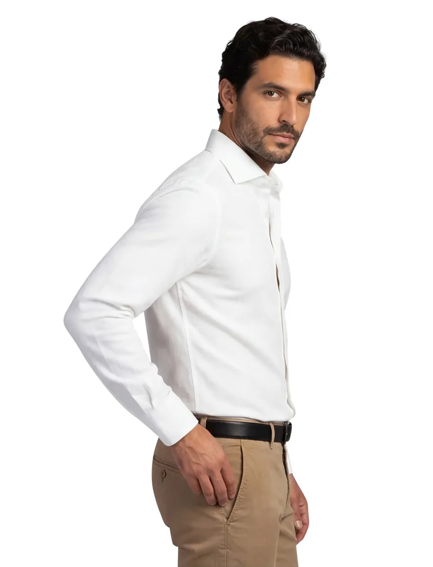 Profuomo katoenen overhemd slim fit wit effen