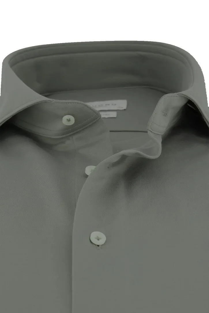 Profuomo overhemd groen knitted effen