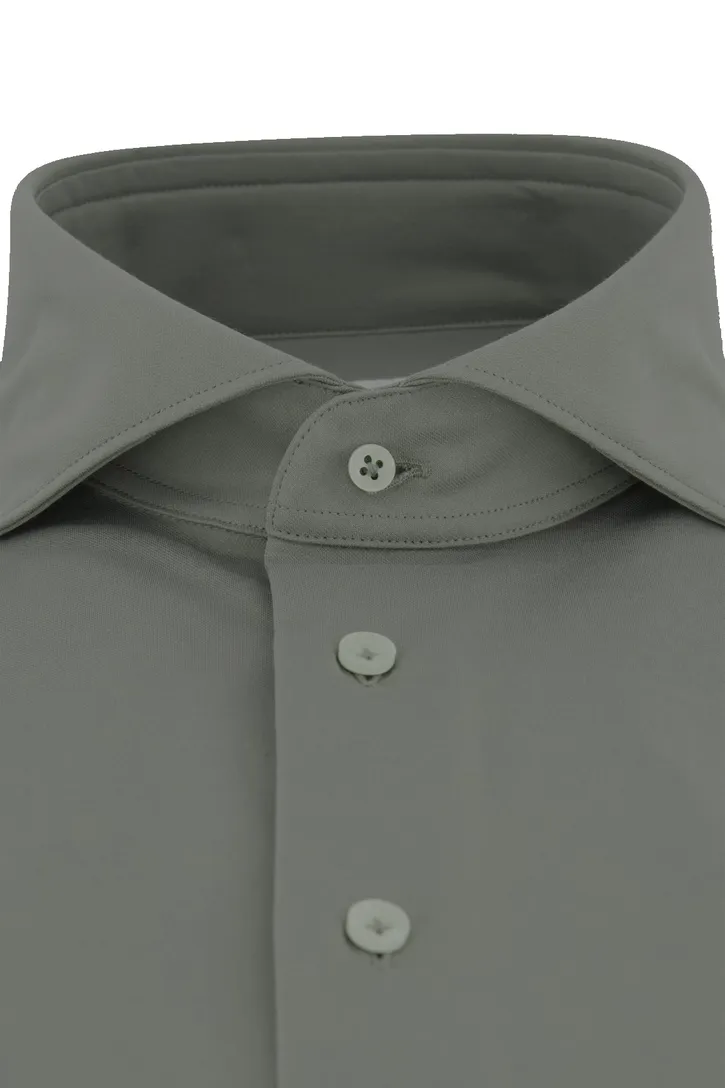 Profuomo overhemd groen knitted effen
