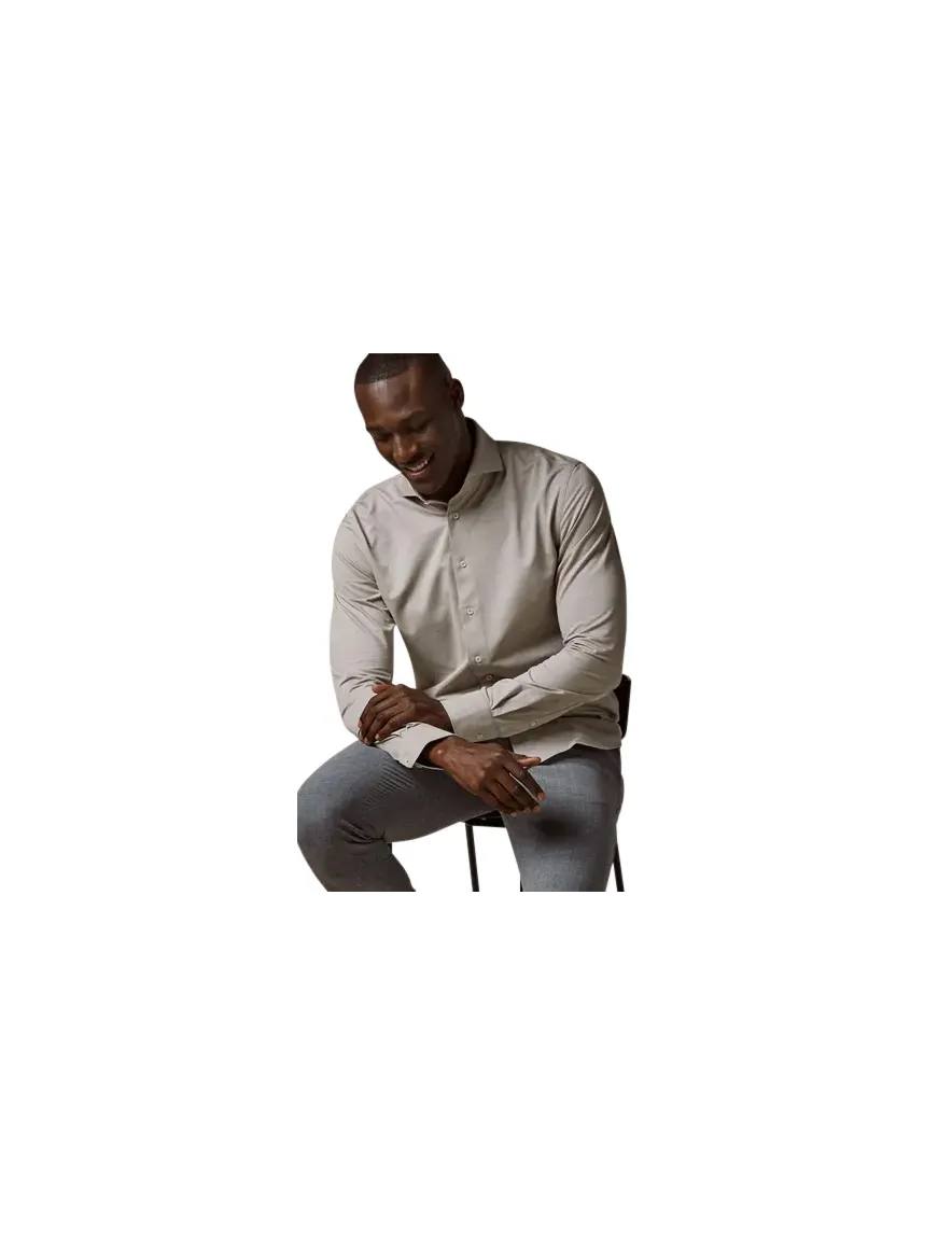 Profuomo overhemd beige Japanese knitted