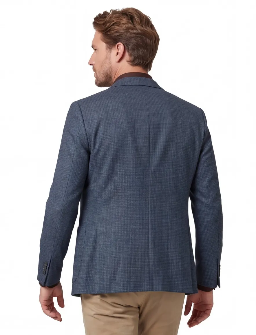 Dressler colbert blauw geruit normale fit