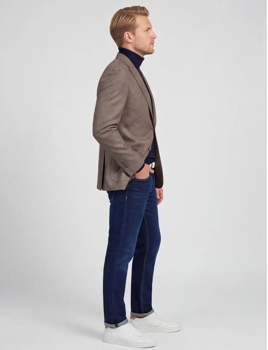 Eduard Dressler colbert bruin Shaped Fit gemêleerd