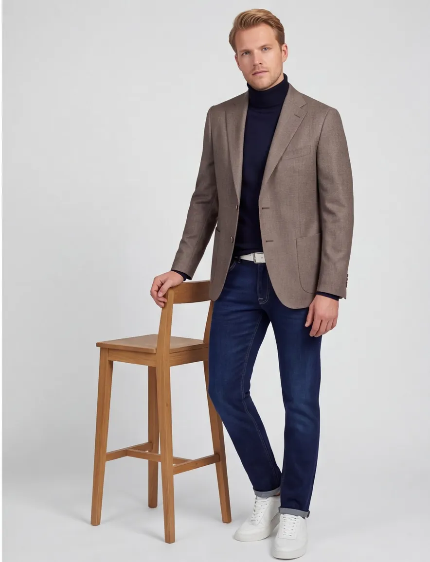Eduard Dressler colbert bruin Shaped Fit gemêleerd