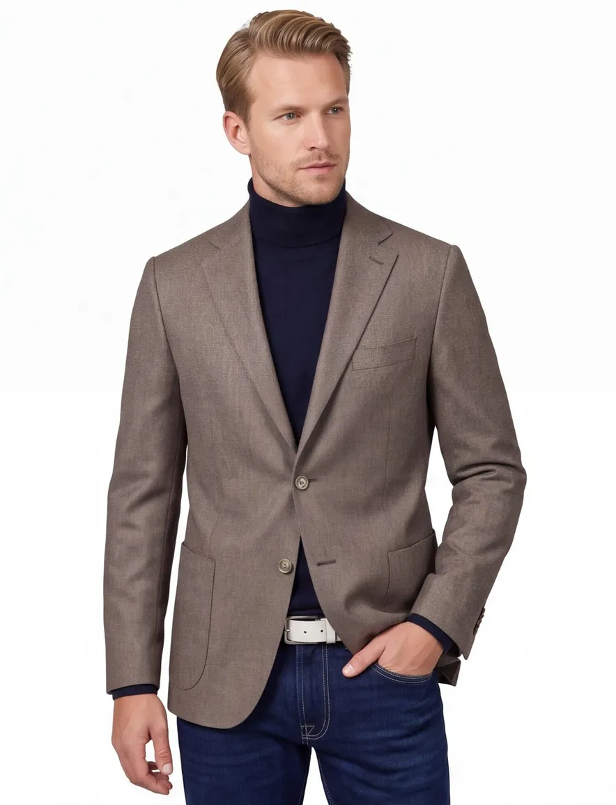 Eduard Dressler colbert bruin Shaped Fit gemêleerd