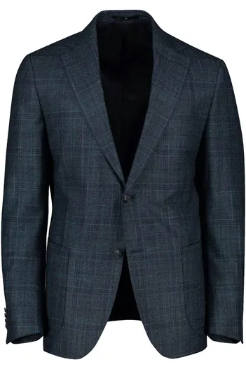 Dressler Dressler colbert geruit donkerblauw wol normale fit