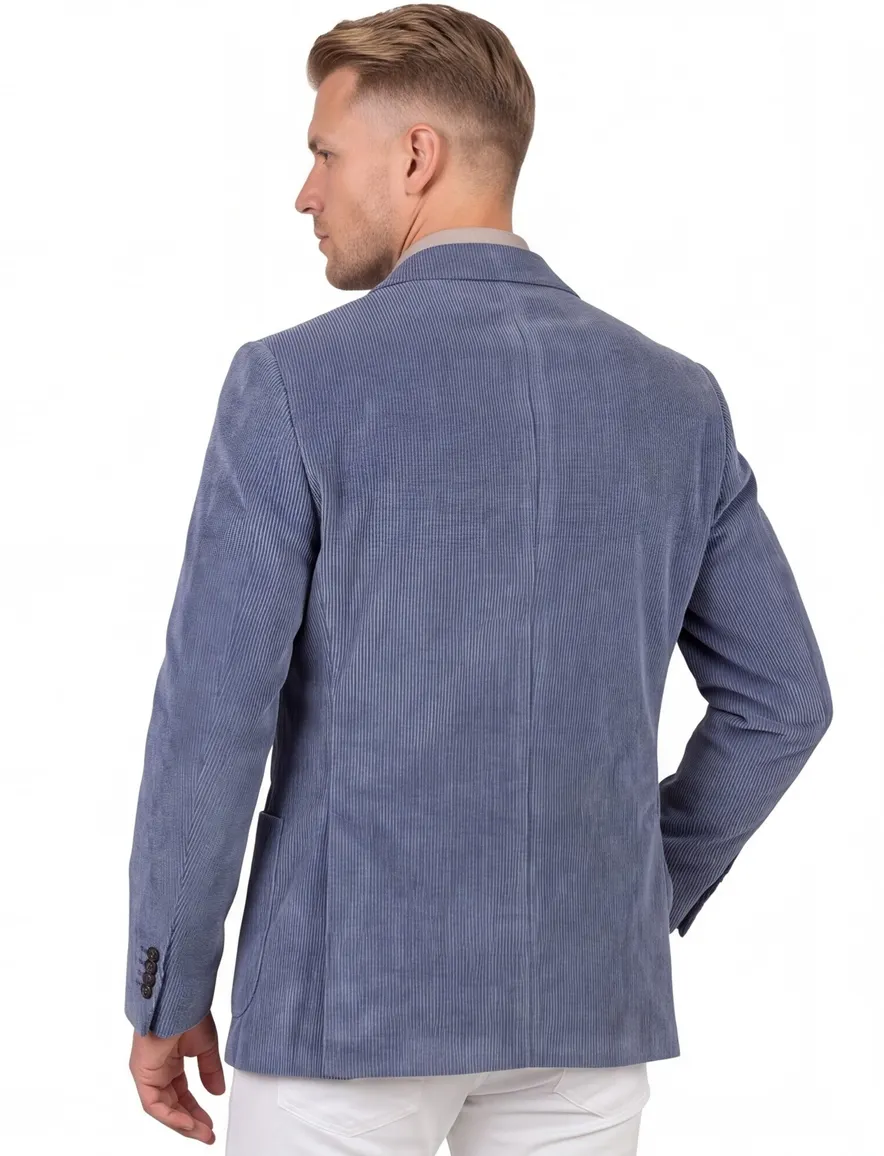 Eduard Dressler colbert blauw rib stof Shaped Fit