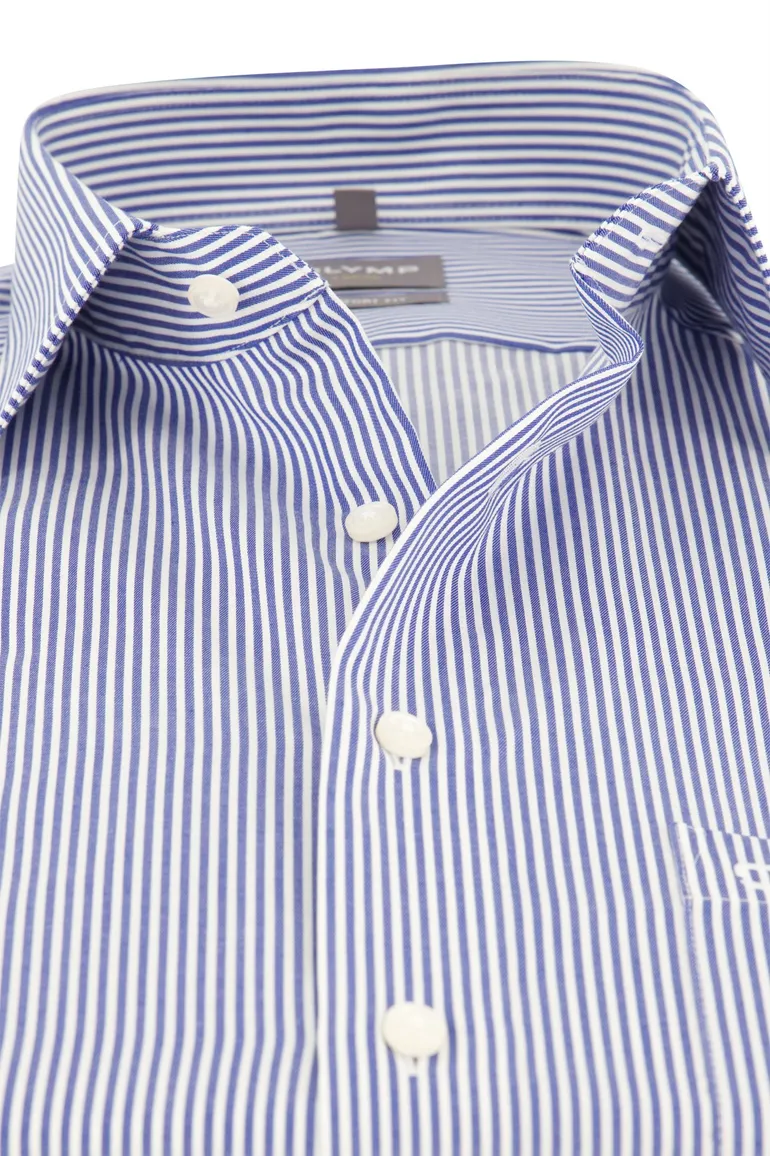 business overhemd Olymp blauw gestreept katoen wijde fit