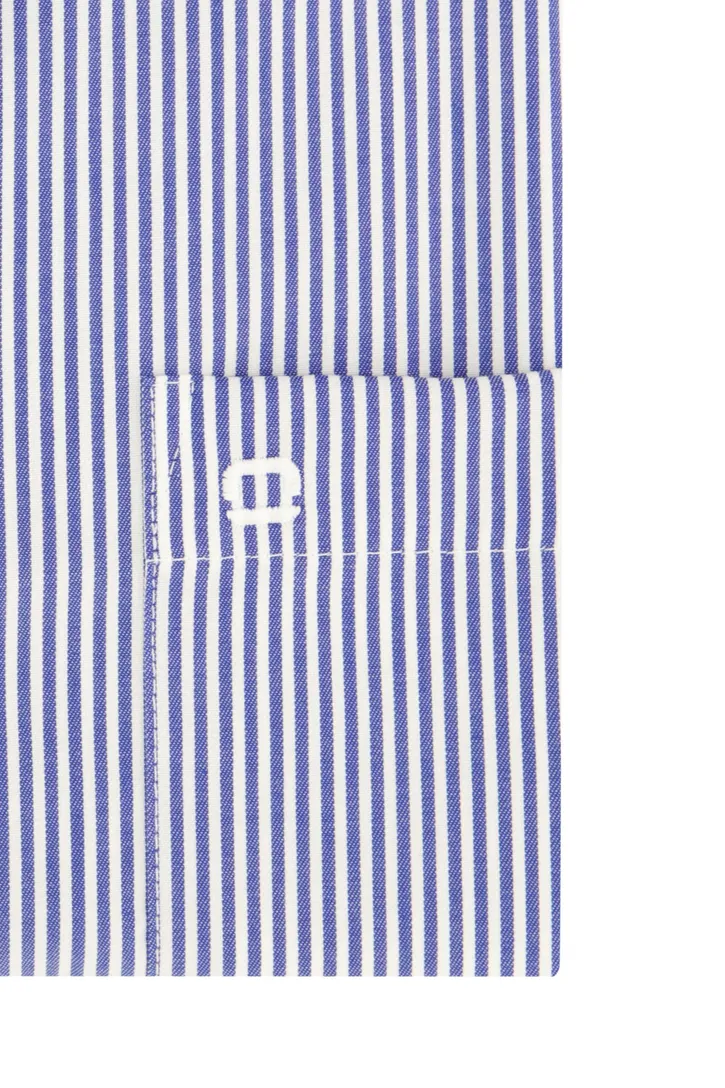 Olymp overhemd blauw gestreept katoen wijde fit strijkvrij