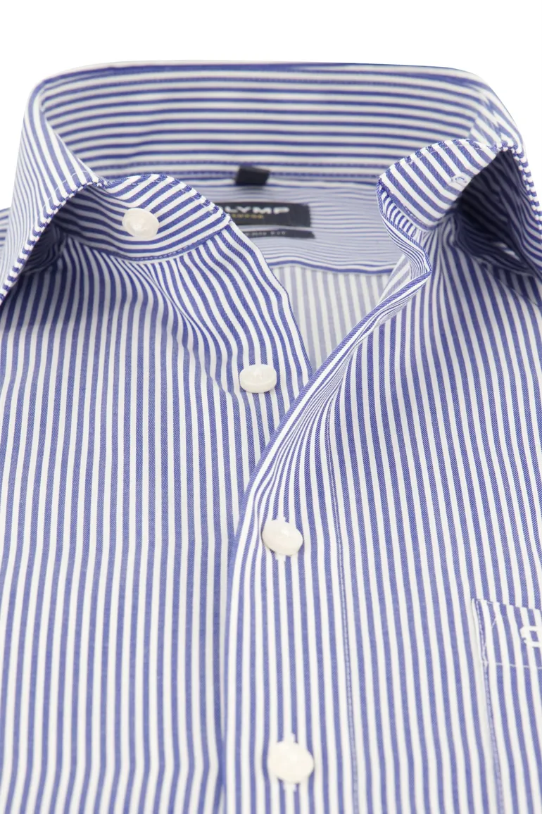 business overhemd Olymp blauw gestreept katoen normale fit
