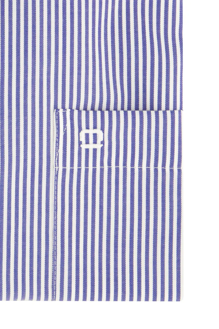 business overhemd Olymp blauw gestreept katoen normale fit