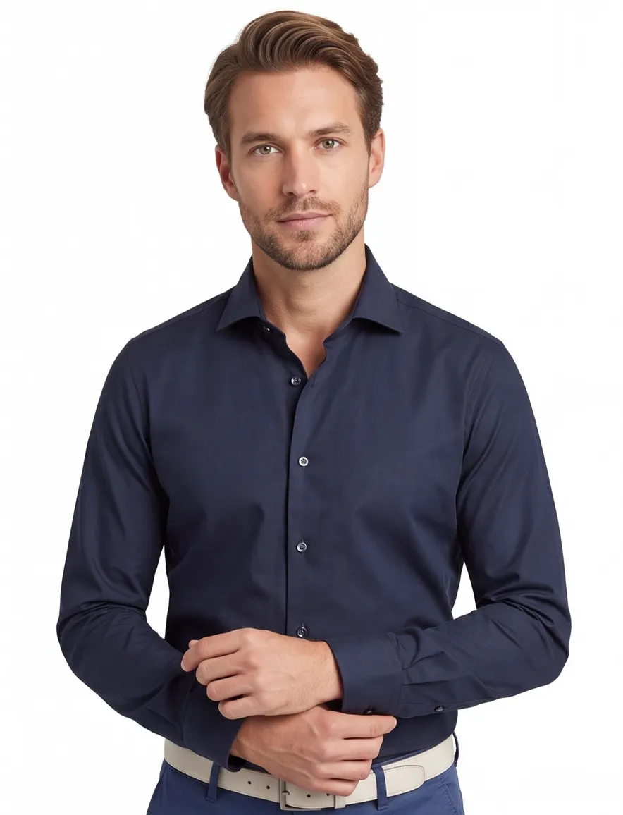 Ledub overhemd Modern Fit New normale fit donkerblauw