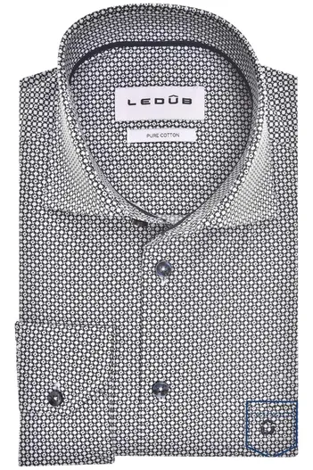 Ledub Ledub overhemd donkerblauw geprint normale fit