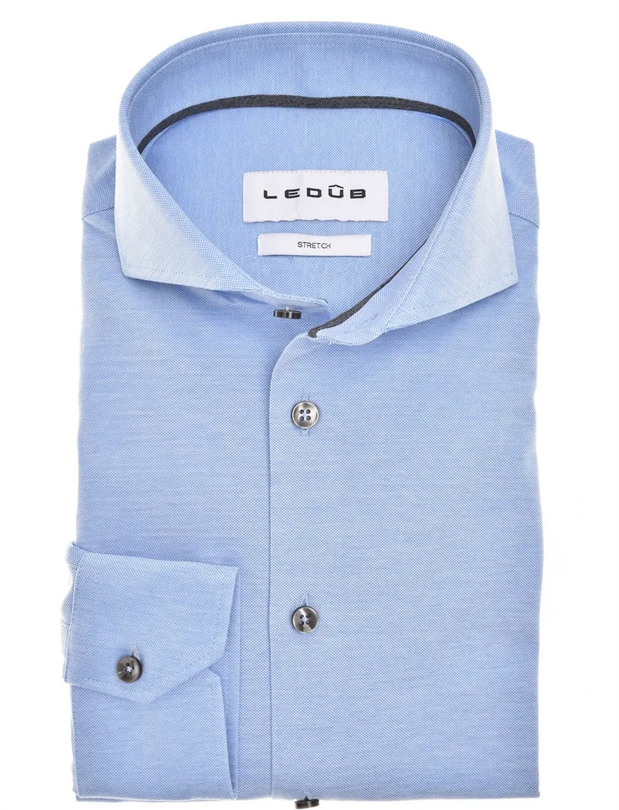 Ledub overhemd blauw stretch