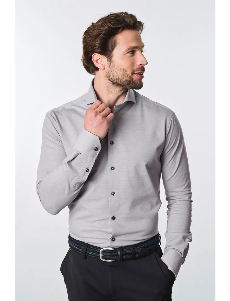 Ledub business overhemd slim fit grijs gemêleerd