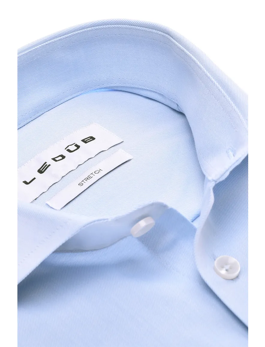 Ledub overhemd mouwlengte 7 slim fit lichtblauw