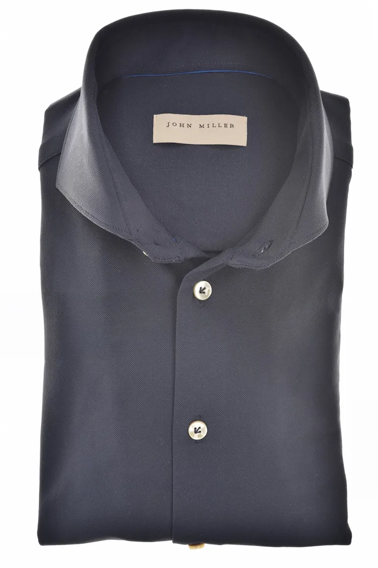 John Miller overhemd ml 7 donkerblauw hyperstretch