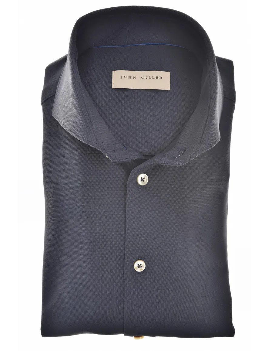 overhemd ml 7 John Miller Slim Fit donkerblauw hyperstretch