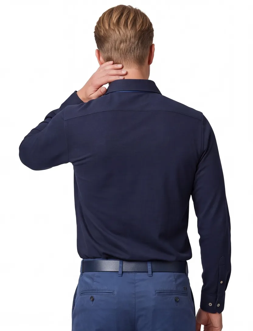 John Miller overhemd ml 7 donkerblauw hyperstretch