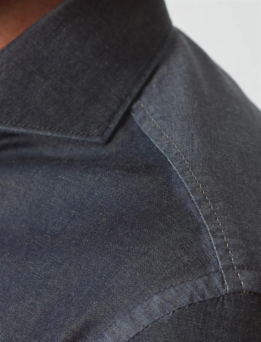 John Miller zakelijk overhemd donkerblauw slim fit cutaway boord