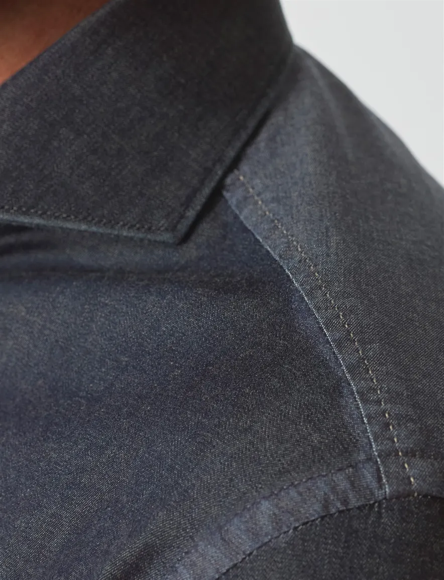 John Miller zakelijk overhemd donkerblauw slim fit cutaway boord