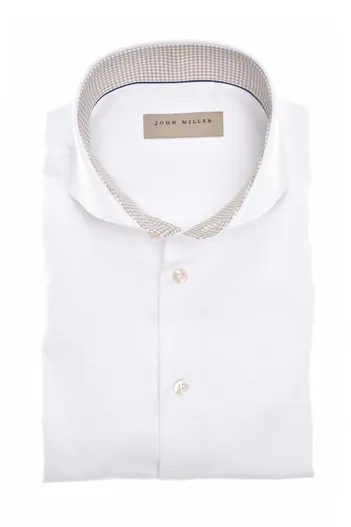 John Miller John Miller overhemd wit effen Slim Fit 100% katoen