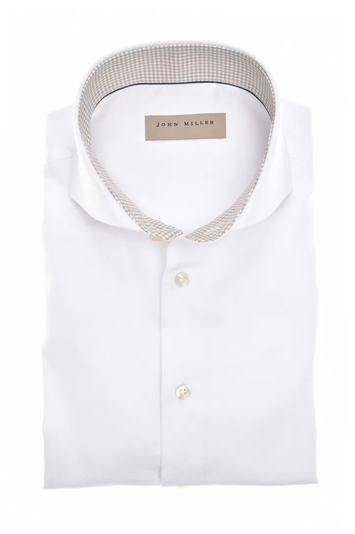 John Miller zakelijk overhemd wit effen Slim Fit katoen