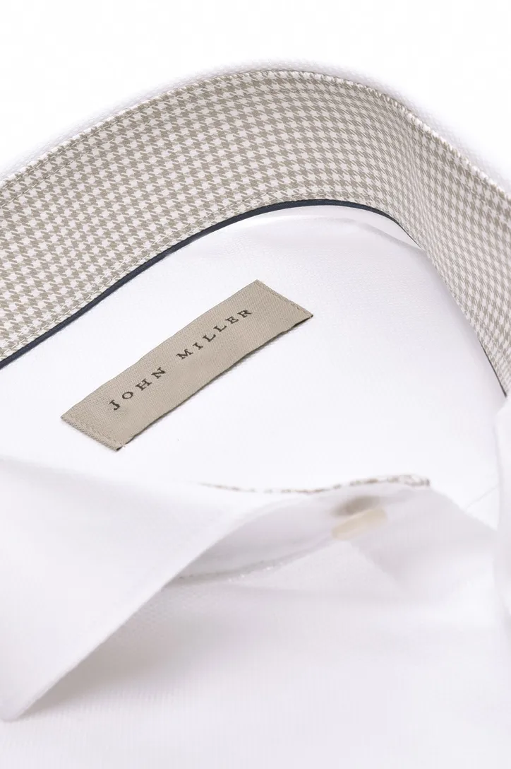 John Miller zakelijk overhemd wit effen Slim Fit katoen