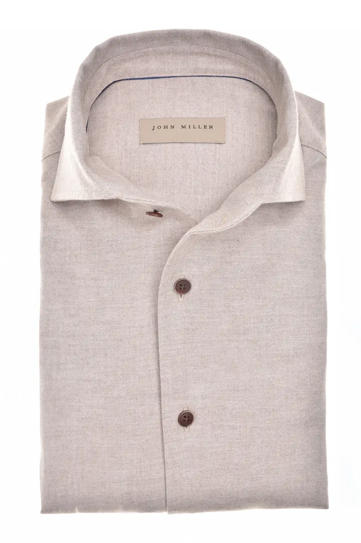 John Miller business overhemd beige Slim Fit