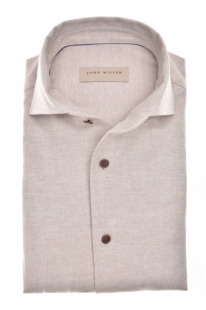 John Miller business overhemd lichtbruin Slim Fit