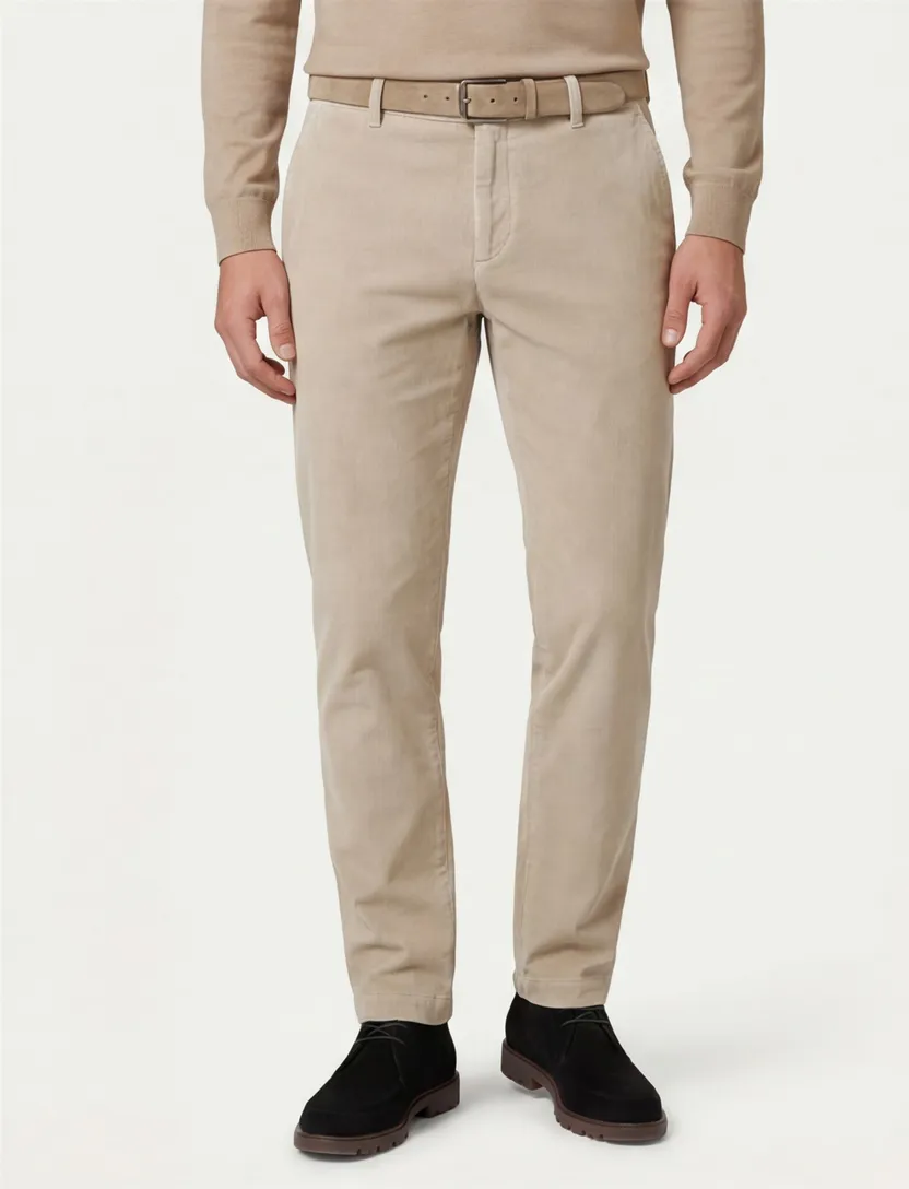 Alberto broek beige ribstof