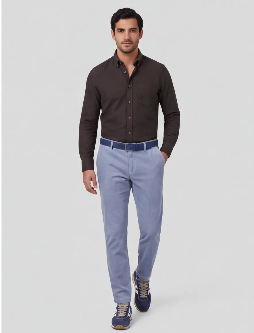 Alberto Pantalon chino blauw slim fit katoen