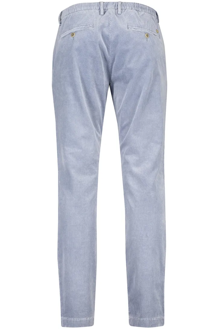 Pantalon chino Alberto effen blauw ribstof