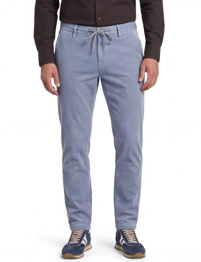 Alberto Alberto Pantalon chino blauw slim fit katoen