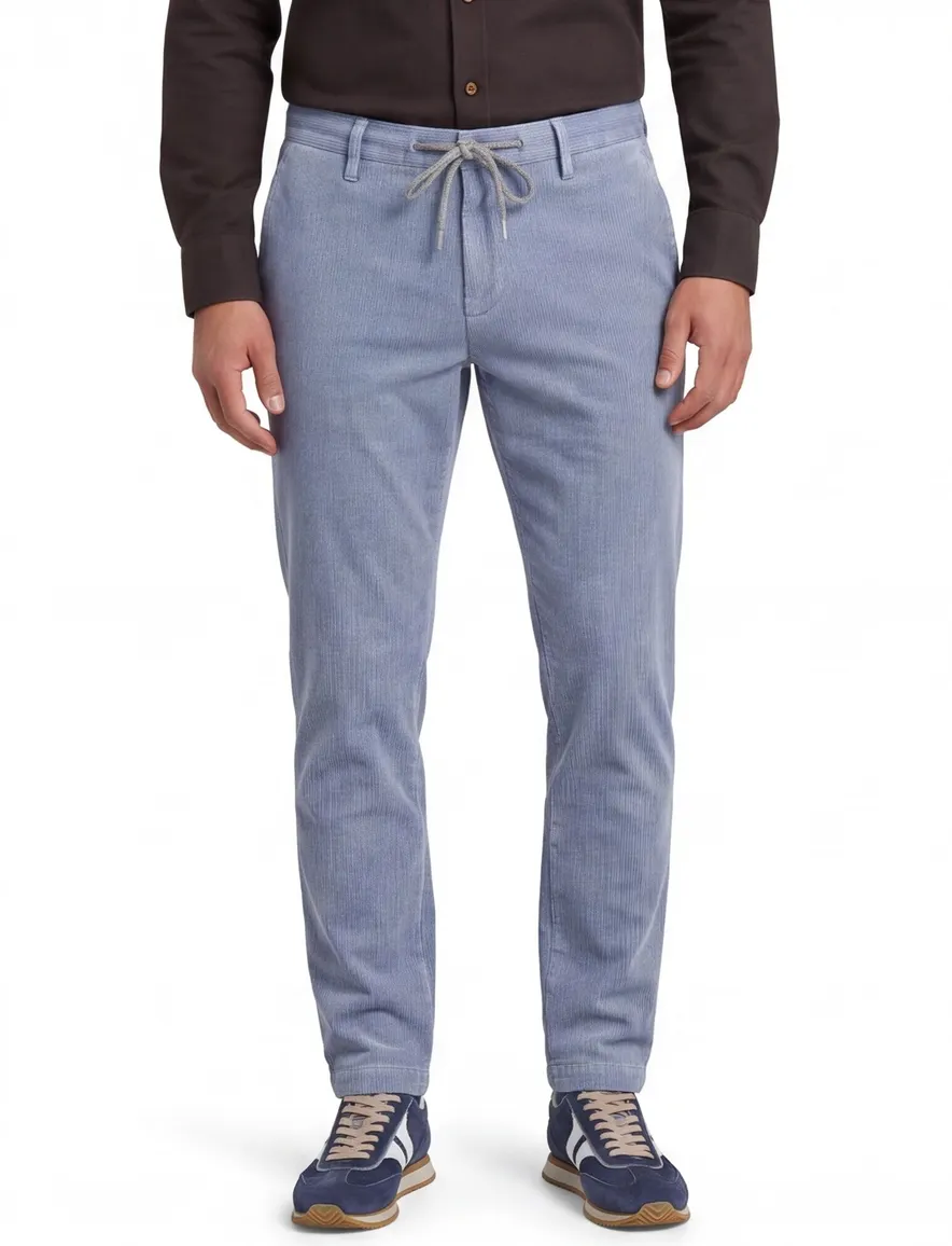 Alberto Pantalon chino blauw slim fit katoen