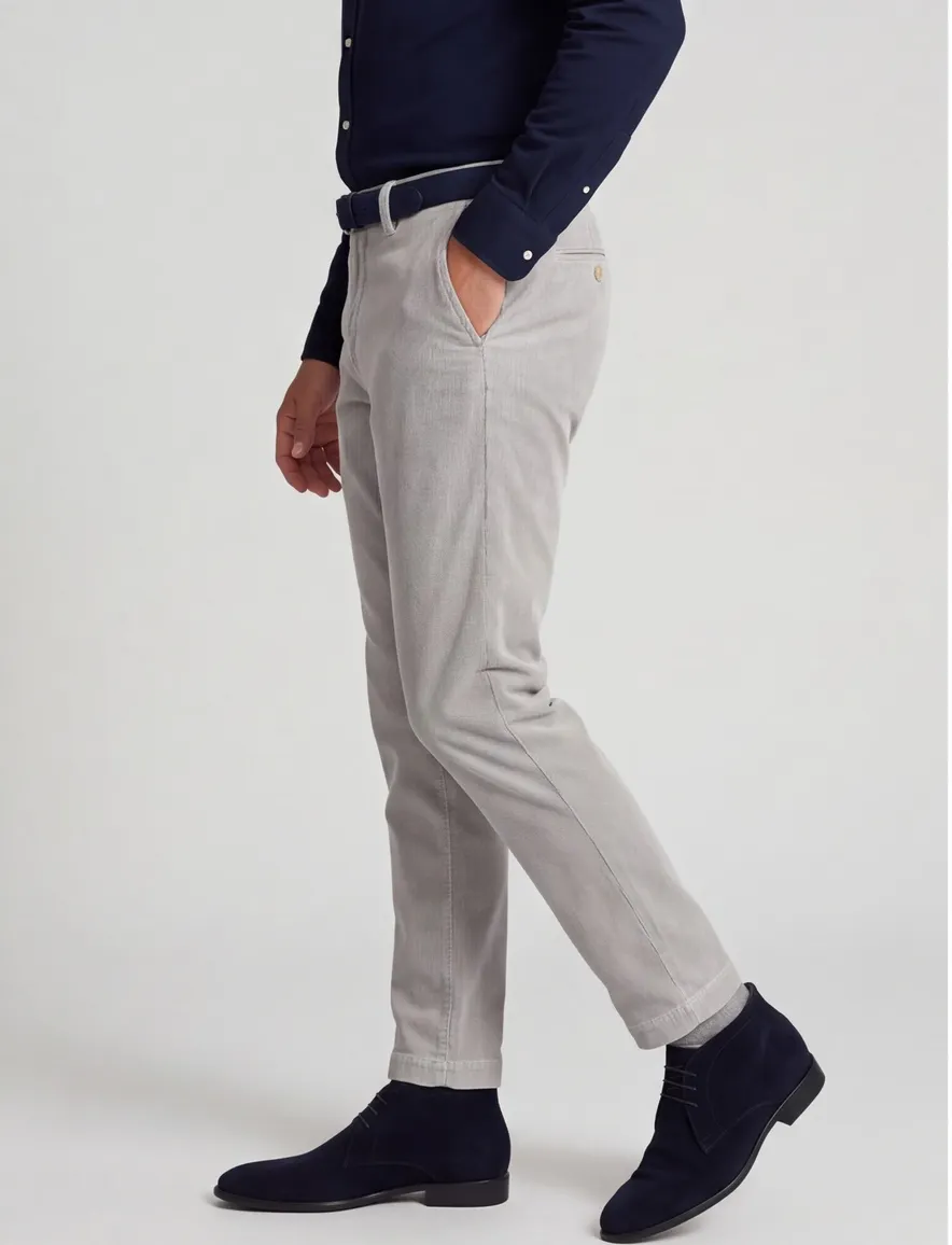 Alberto Pantalon chino grijs ribstof slim fit