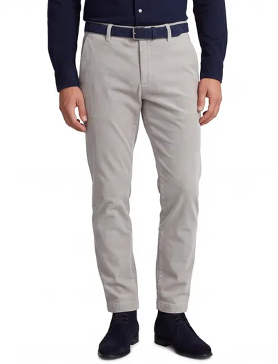 Alberto Alberto Pantalon chino grijs ribstof slim fit
